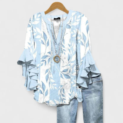 Ysolde - Women's V-neck Ruffle Blouse - photo 2
