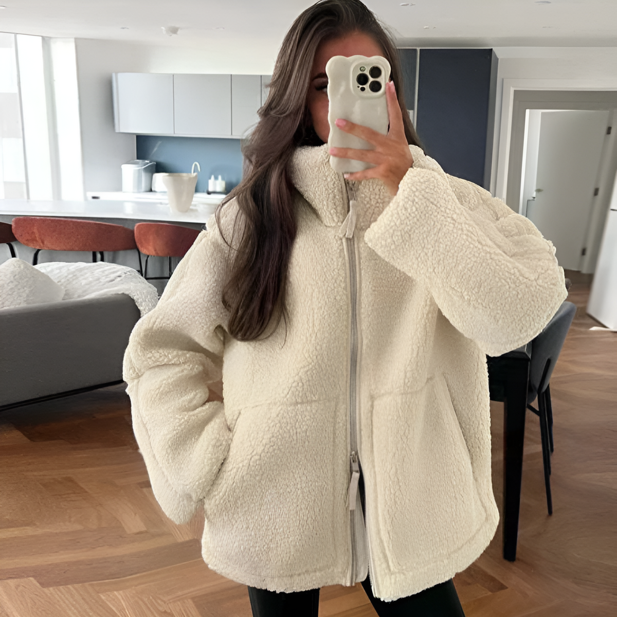 Serena - Giacca teddy con tasche da donna
