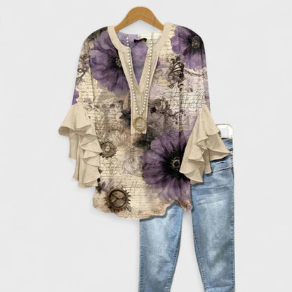 Ysolde - Women's V-neck Ruffle Blouse - photo 6