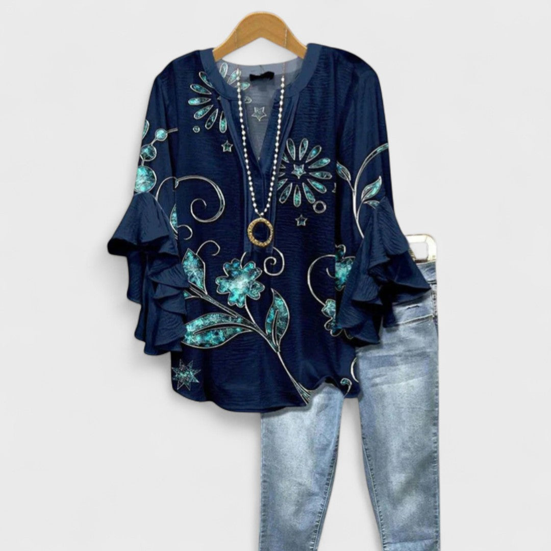 Ysolde - Women's V-neck Ruffle Blouse - photo 10