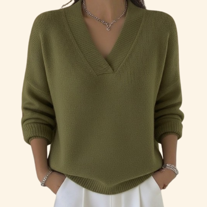 Tove - Women's V-neck Pullover Sweater - photo 3