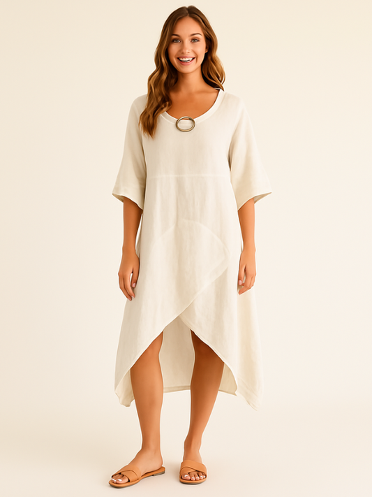 Sienna - Asymmetrical Hem Cotton Linen Dress - photo 1