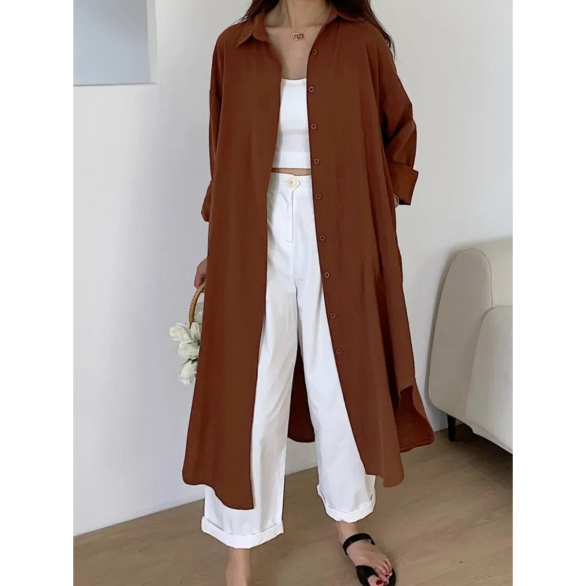 Noor - Women's Shirt Maxi Dress - photo 1