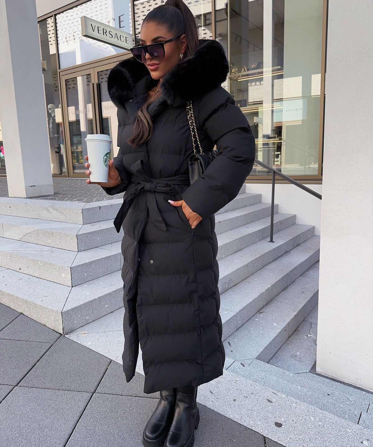 Zelda - Women's Fur Hooded Coat - photo 8