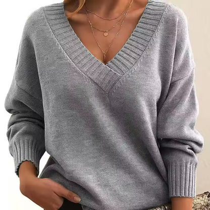 Veerle - Women's V-neck Knit Sweater
