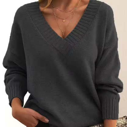 Veerle - Women's V-neck Knit Sweater