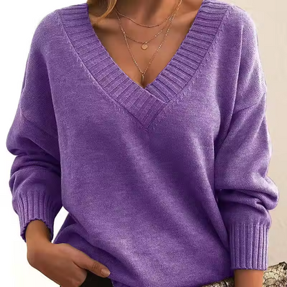 Veerle - Women's V-neck Knit Sweater