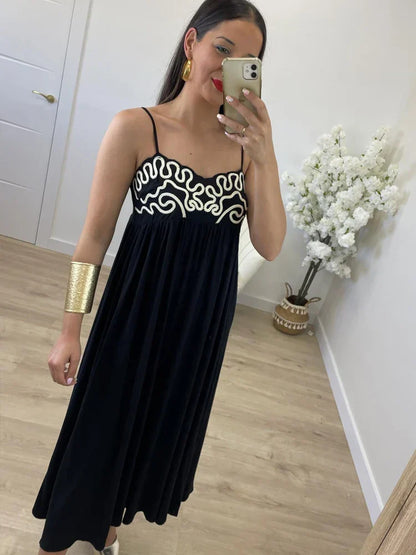 Nixie - Women's Embroidered Sling Maxi Dress - photo 2