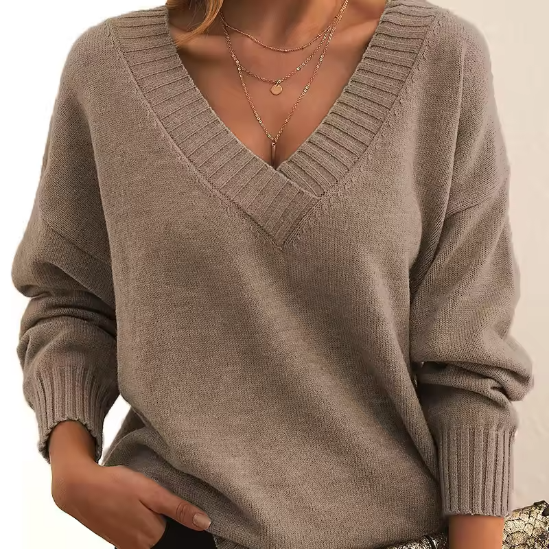 Veerle - Women's V-neck Knit Sweater
