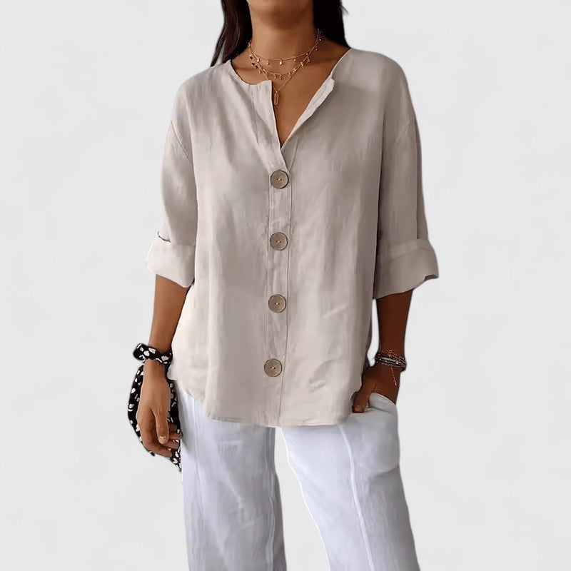 Rosalyn - Women's Long Roll-tab Blouse - photo 1