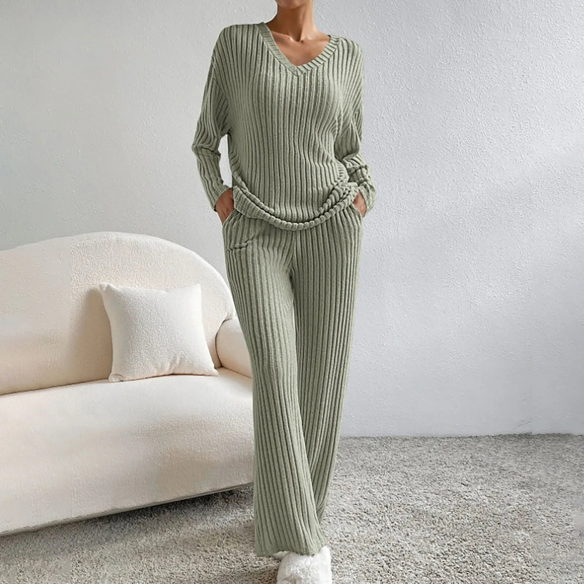 Margaux - Women's V-Neck Ribbed Set - photo 11