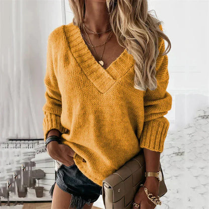 Rosalind - Women's V-neck Medium Sweater