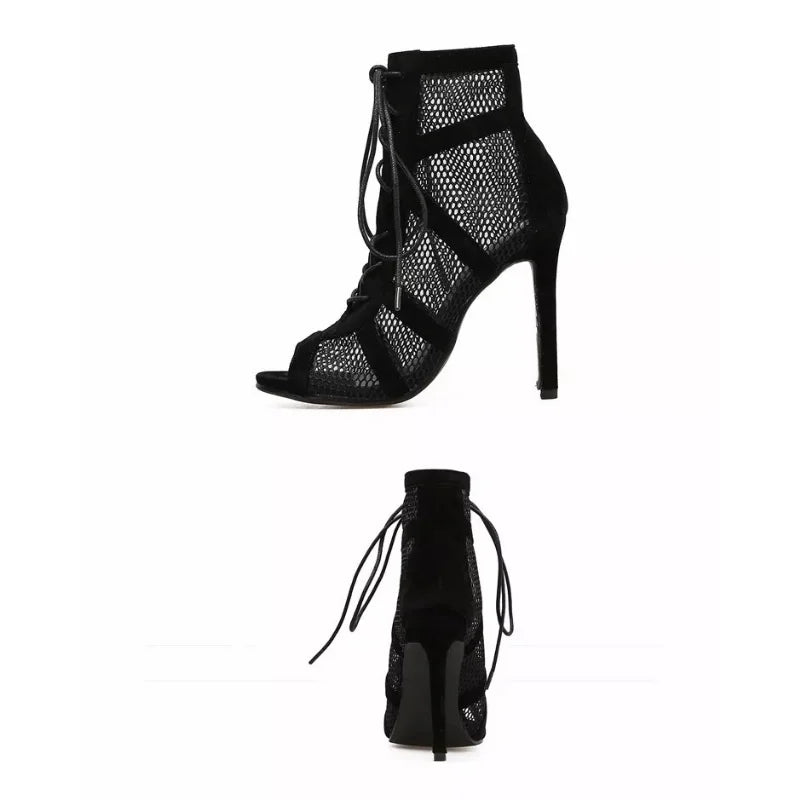Amara - Women's Lace-Up Mesh Stiletto Sandals - photo 7