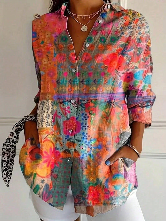 Rhiannon - Women's Long Abstract Blouse - photo 2
