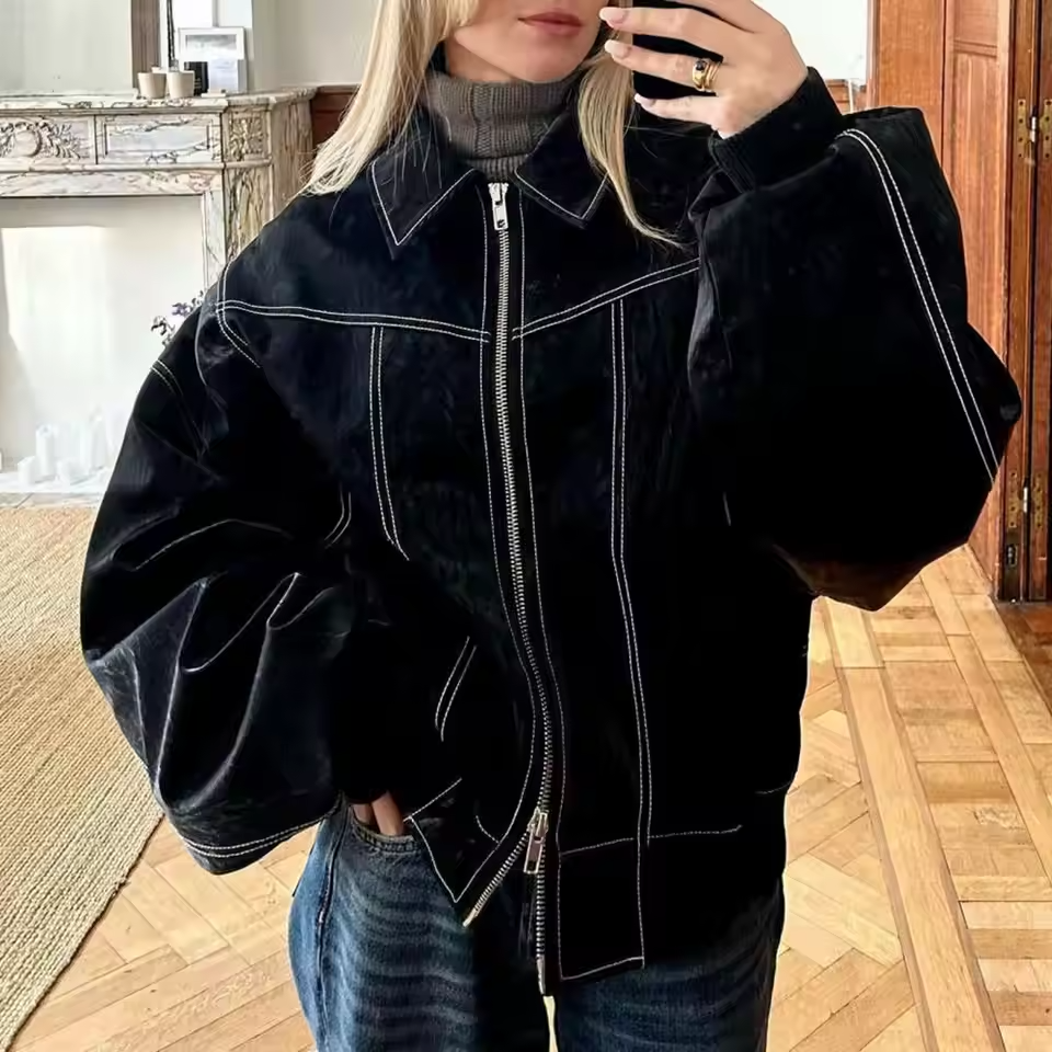 Hermine - Women's Leather Pockets Jacket