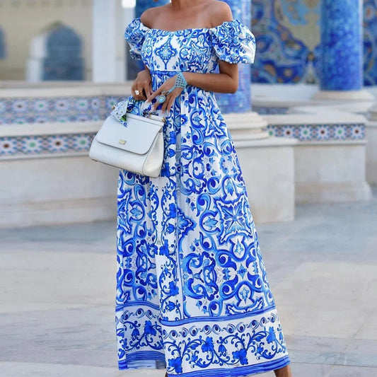 Denise - Women's Puff Sleeve Party Long Maxi Dress - photo 2
