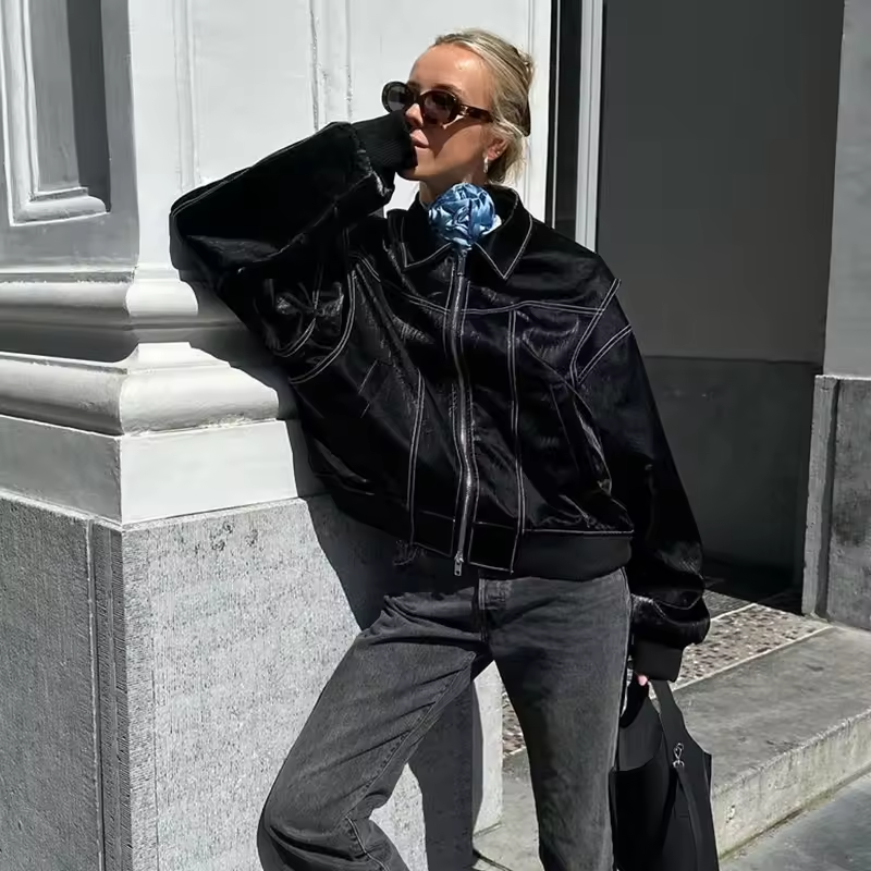 Hermine - Women's Leather Pockets Jacket