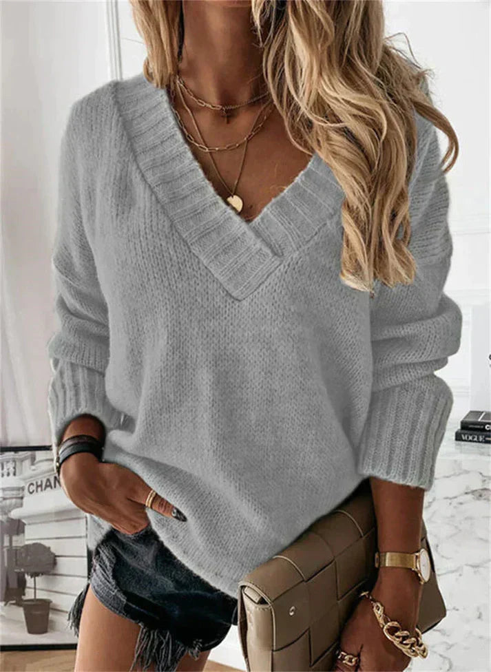 Rosalind - Women's V-neck Medium Sweater