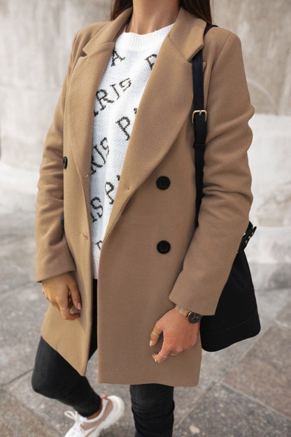 Wilma - Women's Pockets Double-Breasted Coat