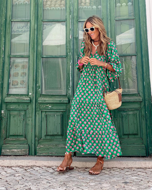 Janneke - Vestido caftán maxi para mujer