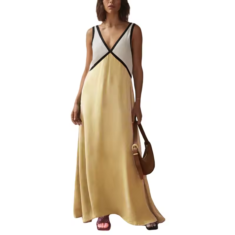 Clare - Women's V-neck contrasting colour dress - photo 24