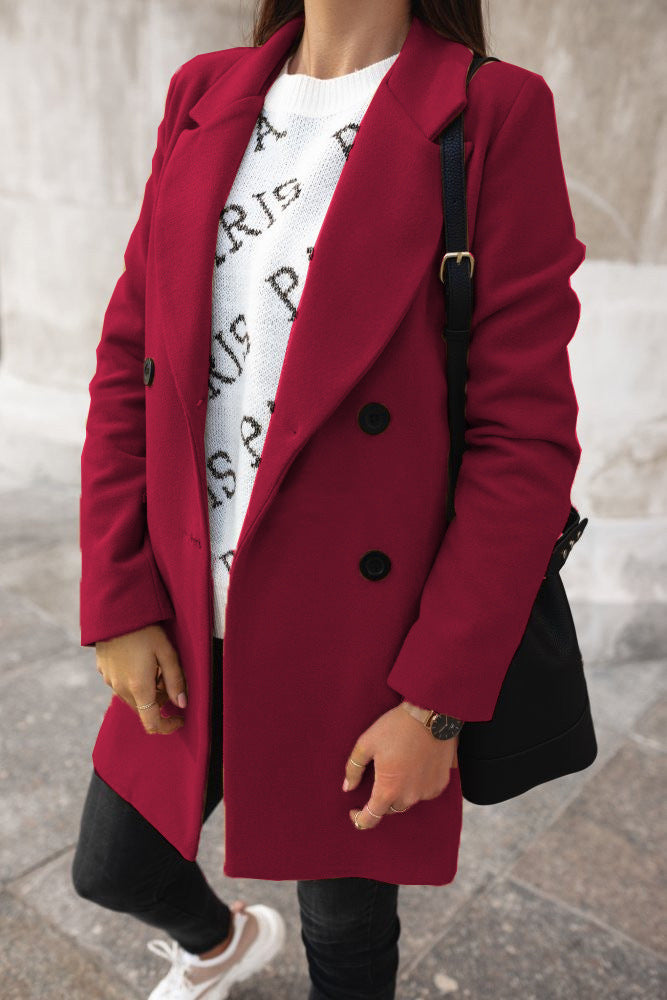Wilma - Women's Pockets Double-Breasted Coat