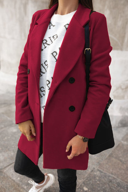 Wilma - Women's Pockets Double-Breasted Coat