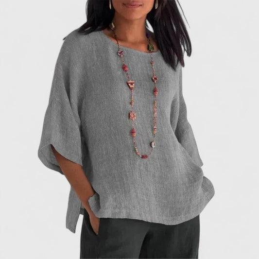Tamsin - Women's Linen Round Blouse - photo 1