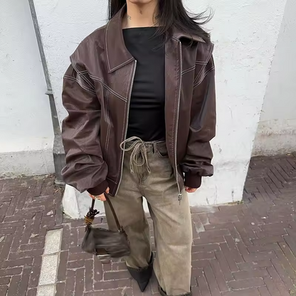 Hermine - Women's Leather Pockets Jacket
