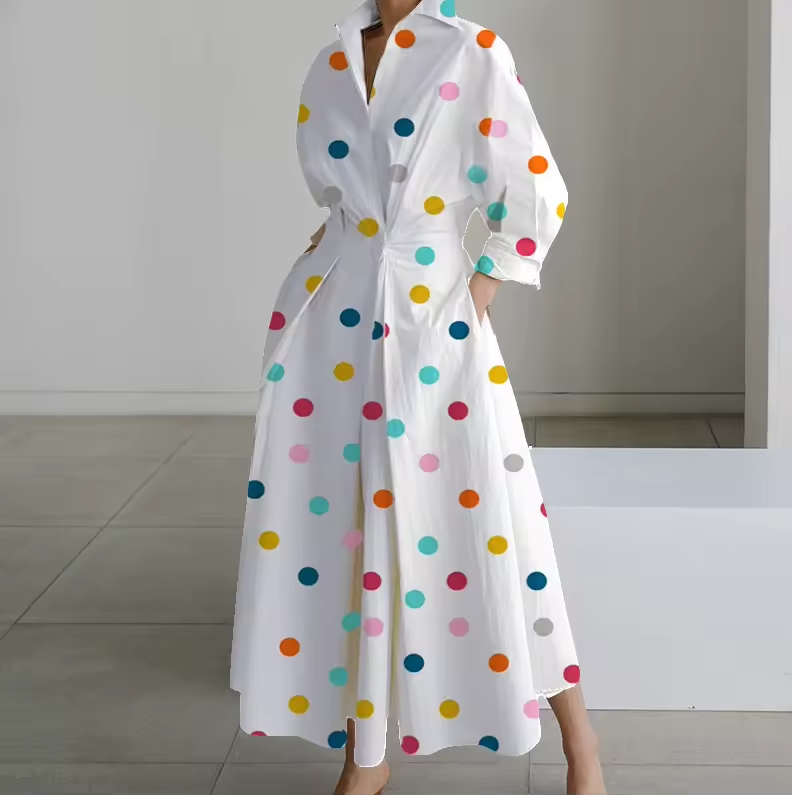 Estelle - Women's Collared Shirt Dress with Button-Down Front and Cinched Waist - photo 5