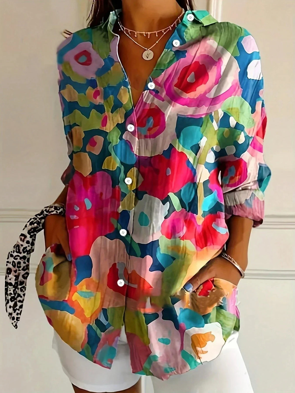 Rhiannon - Women's Long Abstract Blouse - photo 5