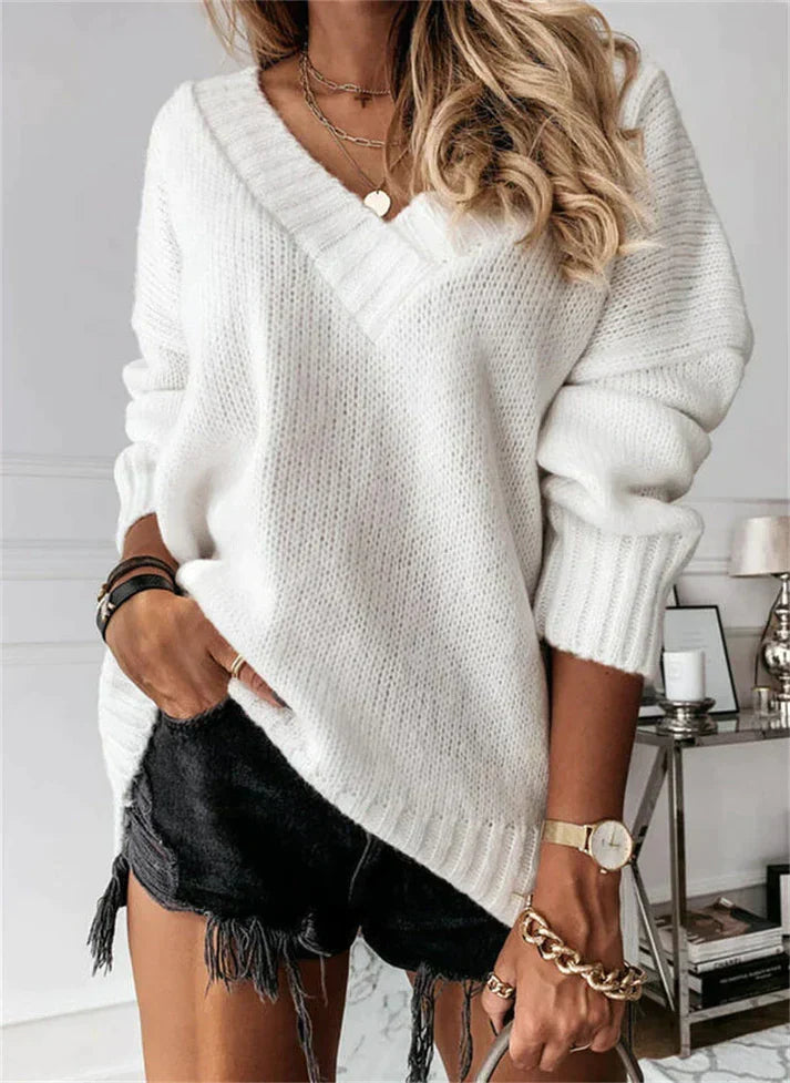 Rosalind - Women's V-neck Medium Sweater