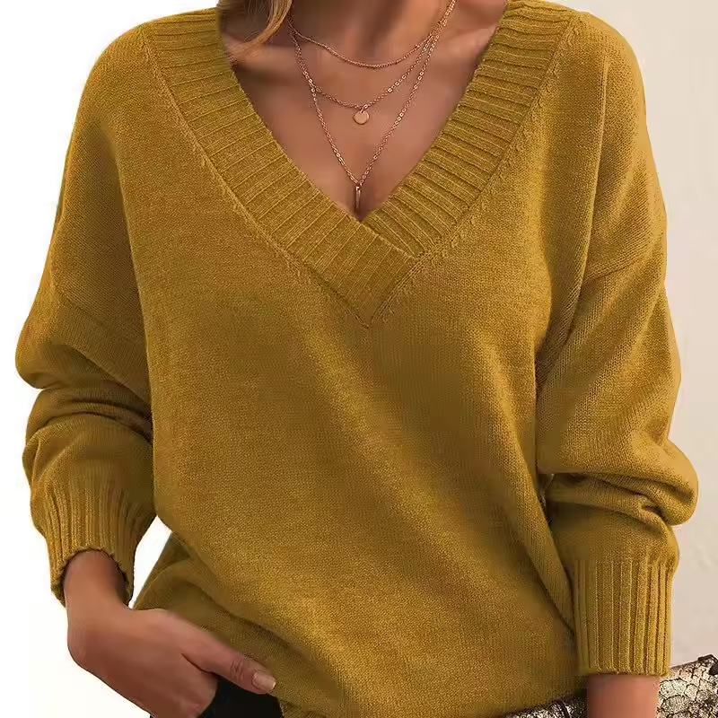 Veerle - Women's V-neck Knit Sweater