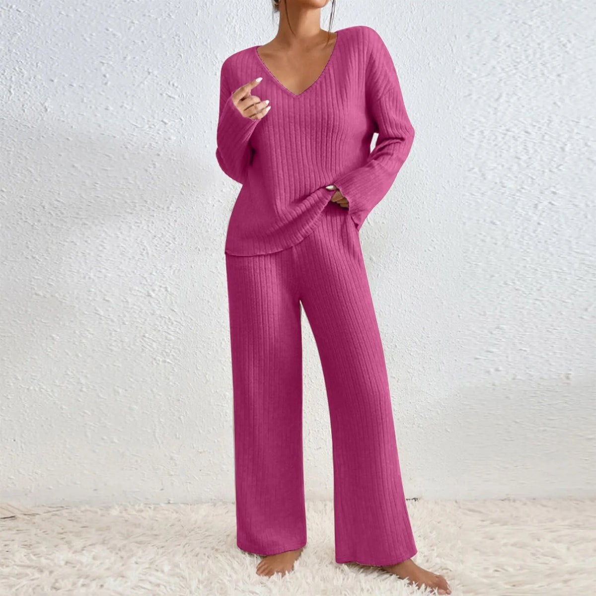 Margaux - Women's V-Neck Ribbed Set - photo 10