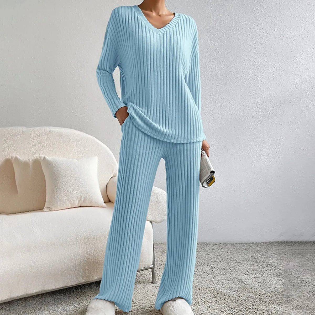 Margaux - Women's V-Neck Ribbed Set - photo 13