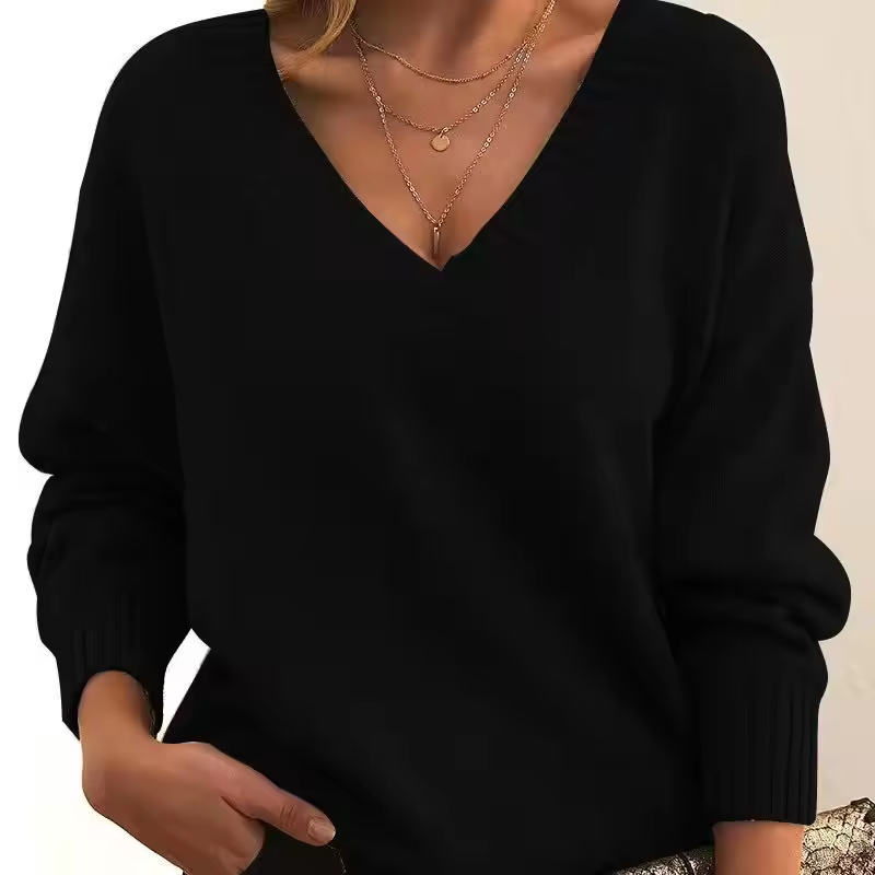 Veerle - Women's V-neck Knit Sweater