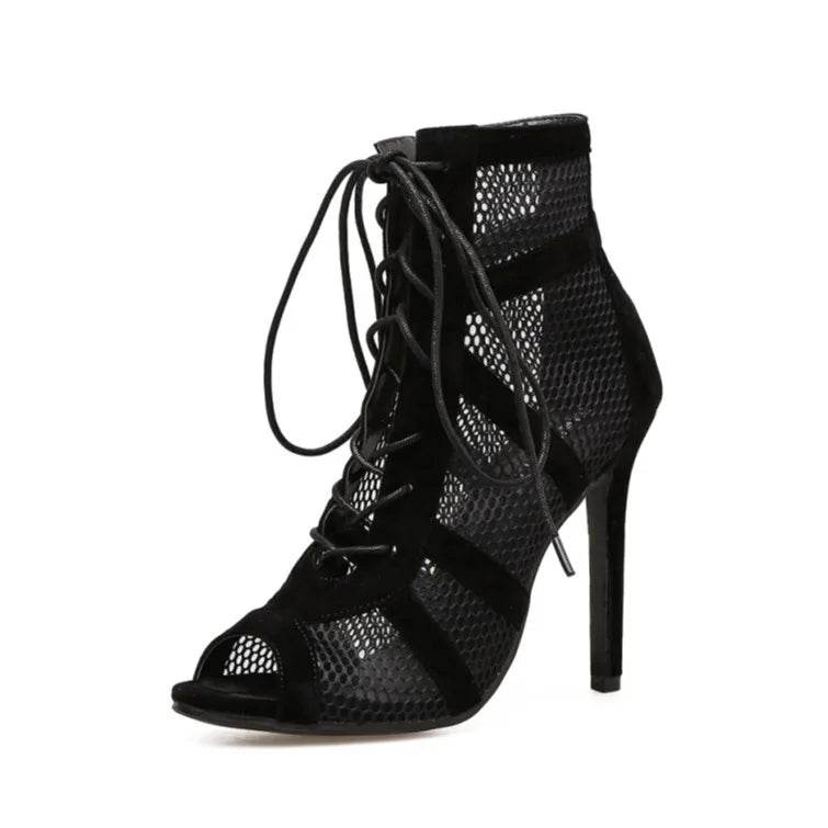 Amara - Women's Lace-Up Mesh Stiletto Sandals - photo 1