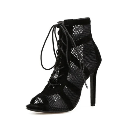 Amara - Women's Lace-Up Mesh Stiletto Sandals - photo 1
