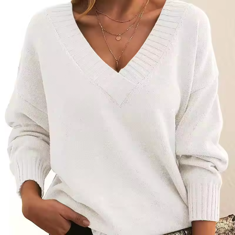 Veerle - Women's V-neck Knit Sweater
