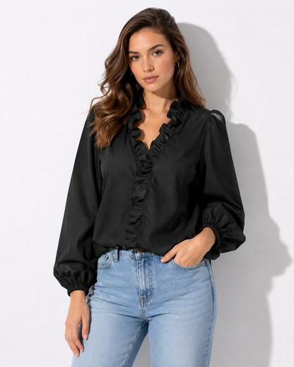 Magdalena - Women's Ruffle Placket Top - photo 3