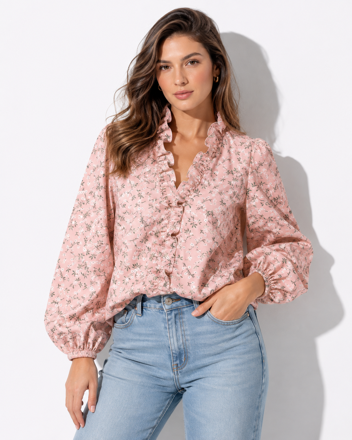 Magdalena - Women's Ruffle Placket Top - photo 2