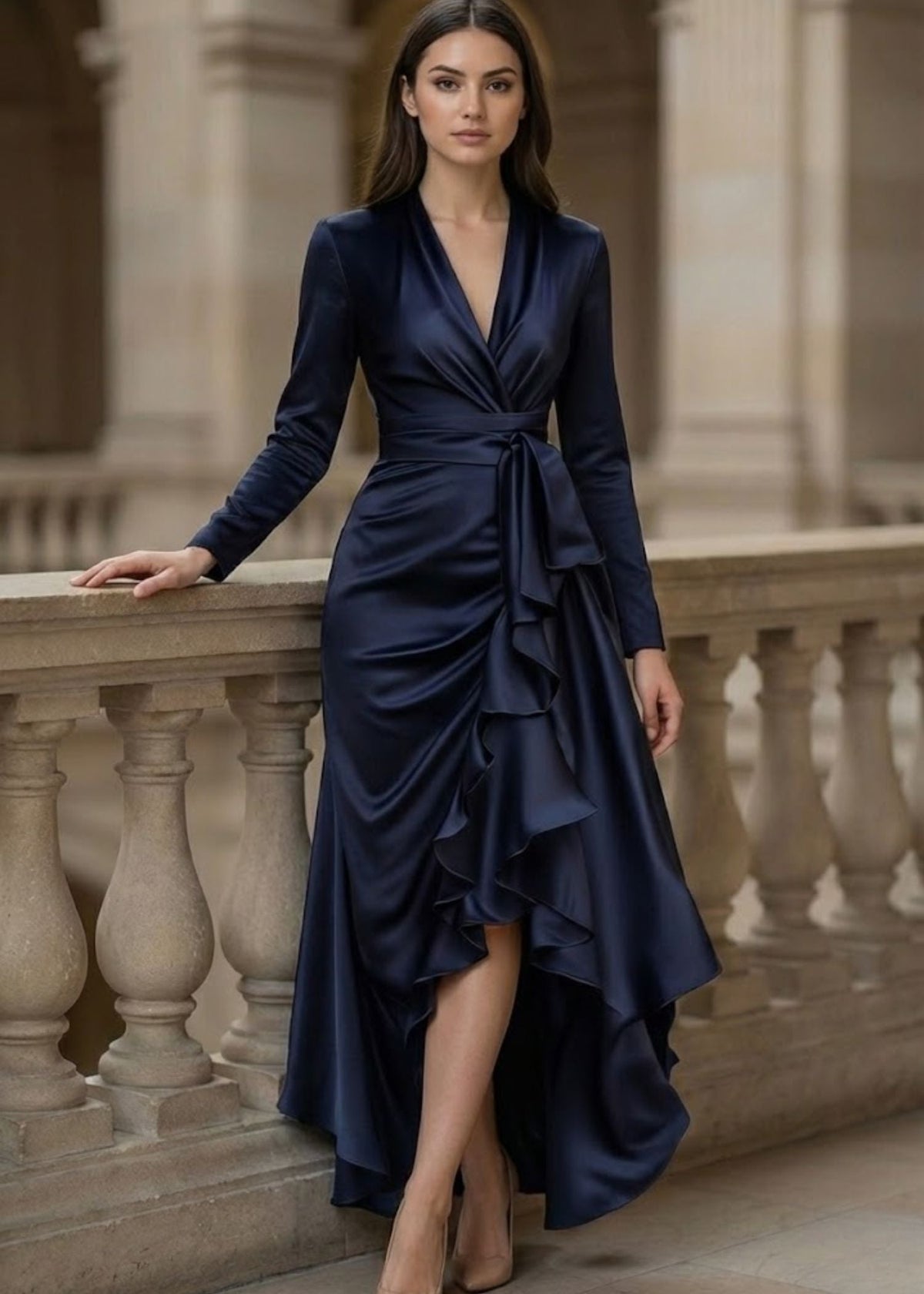 Ottilie - Women's Wrap Satin Dress - photo 7
