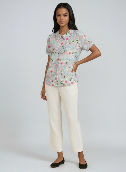 Lorelei - Women's Linen Floral Blouse - photo 6