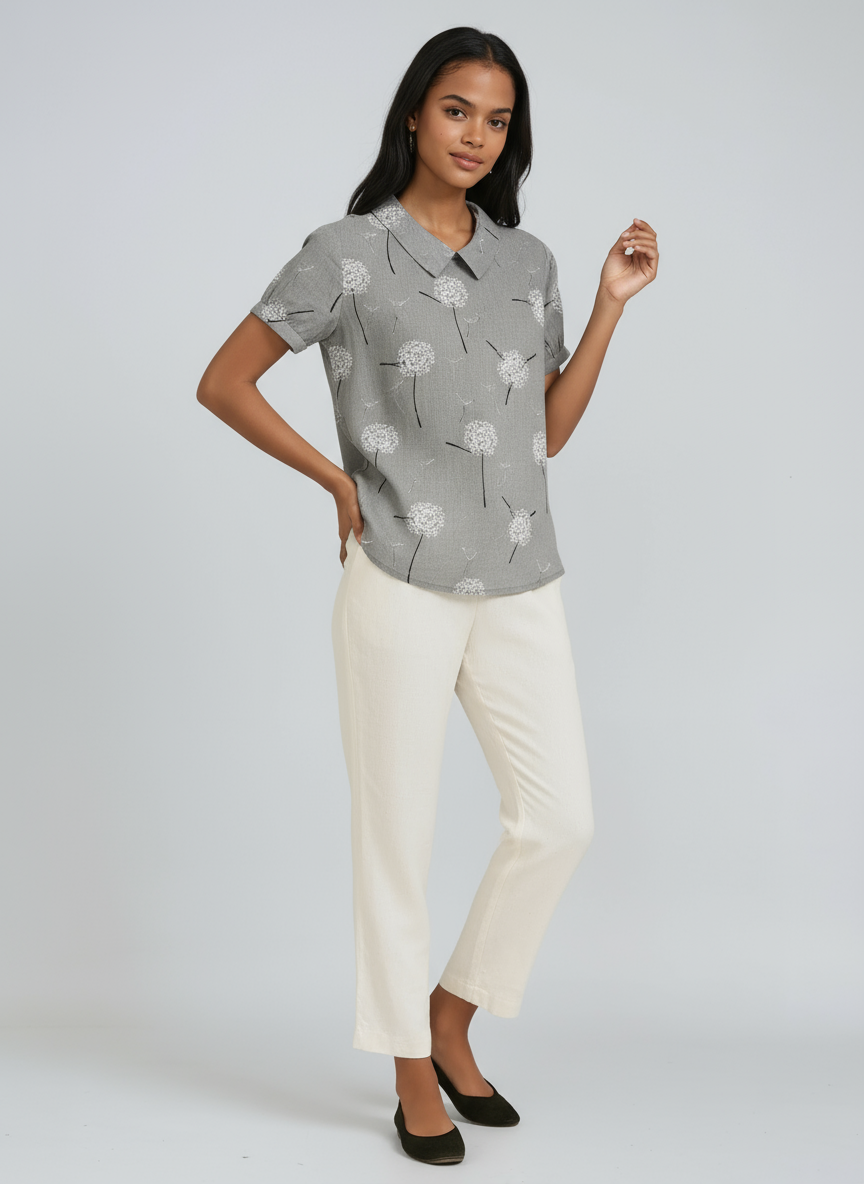 Lorelei - Women's Linen Floral Blouse - photo 11