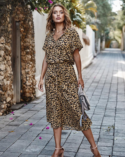 Hazel - Women's Leopard Print Midi Dress - photo 10