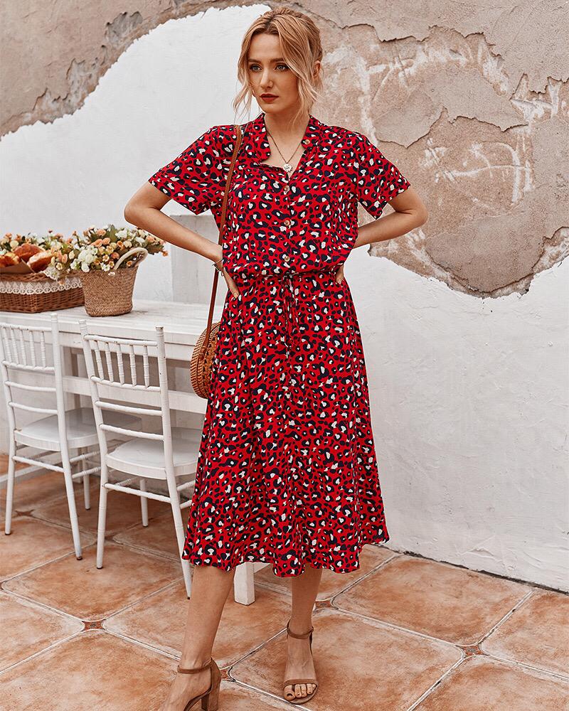 Hazel - Women's Leopard Print Midi Dress - photo 14