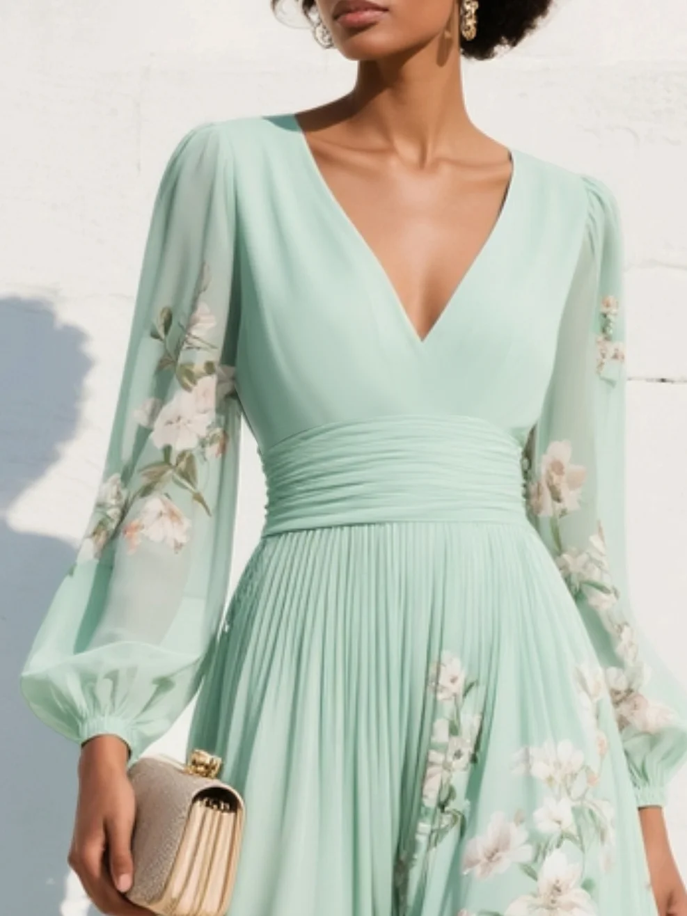 Zara - Women's Midi V-neck Dress - photo 4
