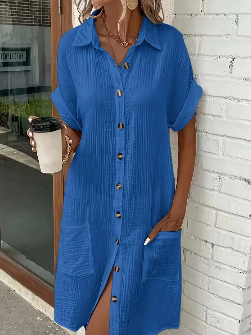 Ulrike - Women's Shirt Midi Cotton Dress - photo 30