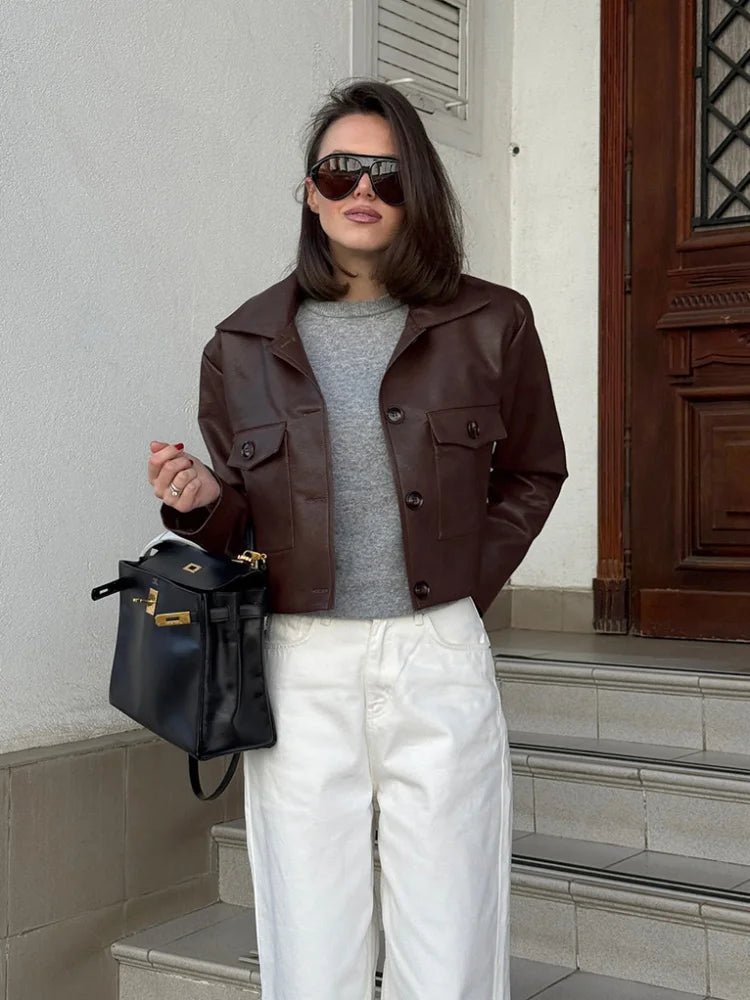 Rhiannon - Women's Cropped Biker Jacket - photo 1