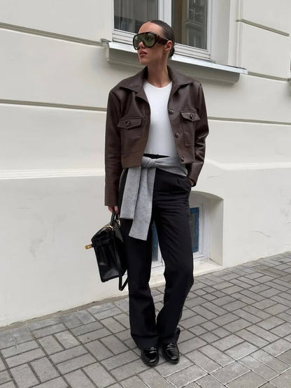 Rhiannon - Women's Cropped Biker Jacket - photo 2